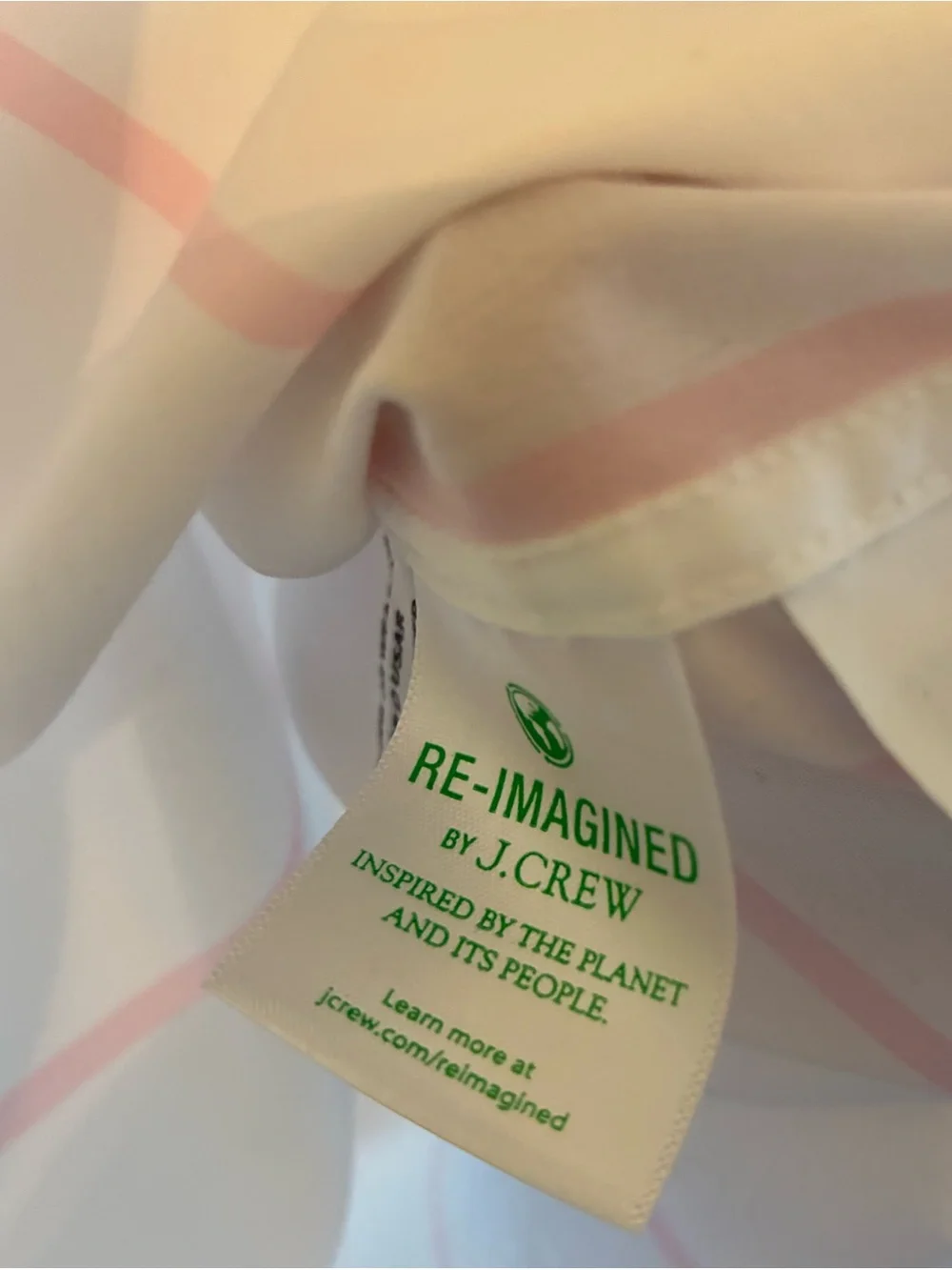 J. Crew Men's Ludlow Premium White Dress Shirt with Pink Stripes. Size 15 1/2-34